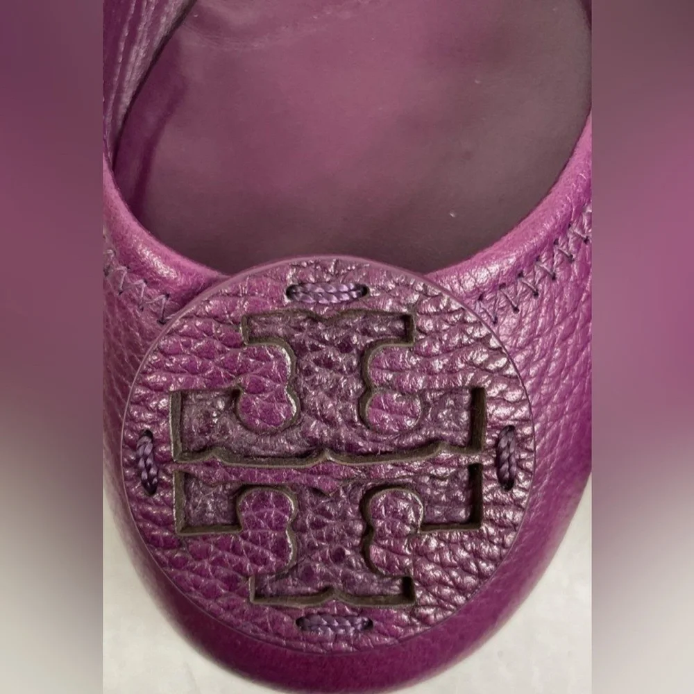 TORY BURCH Purple Leather Reva Ballet Flats Size 8